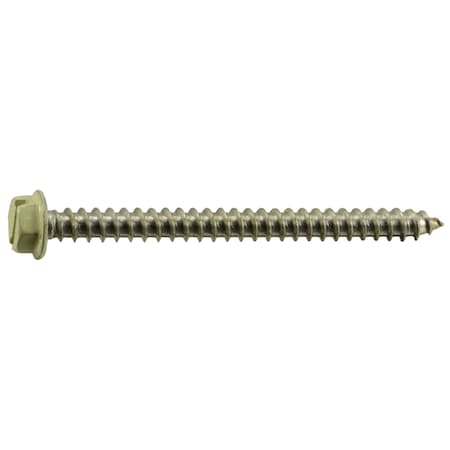 Midwest Fastener Sheet Metal Screw, #8 x 2 in, Painted 18-8 Stainless Steel Flange Hex Head 12 PK 71085